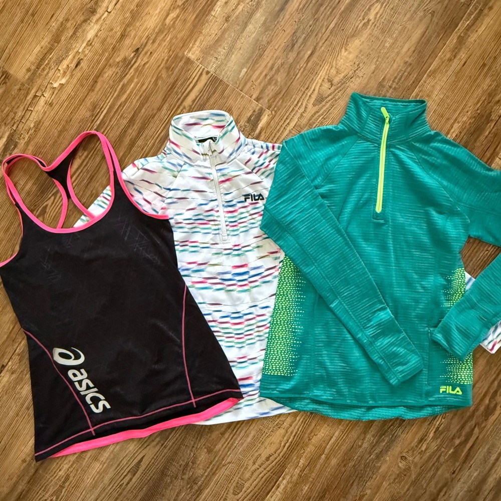 FILA ASICS Activewear Bundle Women S Yoga Gym Running 1/4‎ Zip Pullover Tank Top
